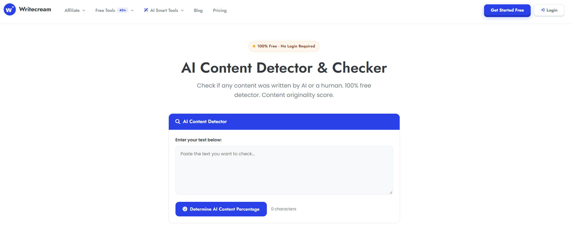 Writecream AI Content Detector